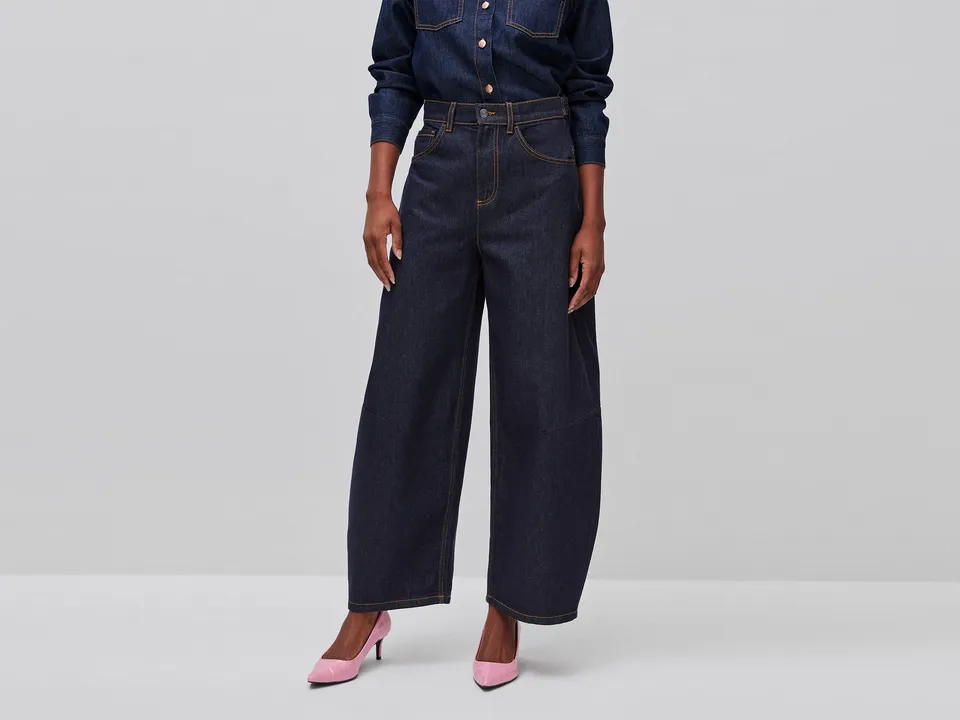 Benetton Barrel Jeans denim cotone rinse taglia 28