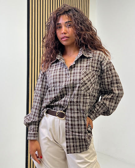 Sottosopra jel68120 camicia quadri over Bordeaux Taglia Unica