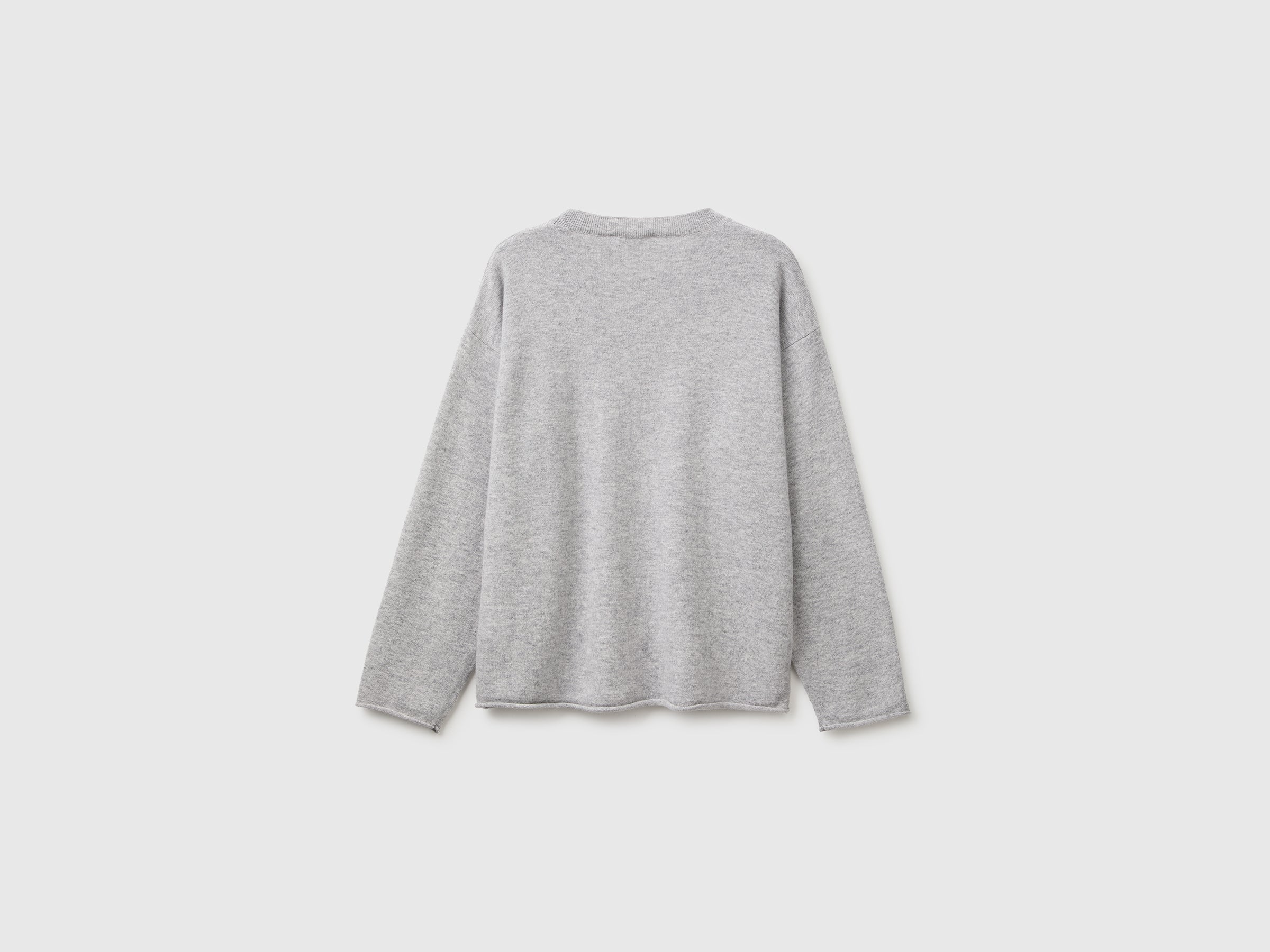 Benetton maglione girocollo misto lana cashmere manica lunga
