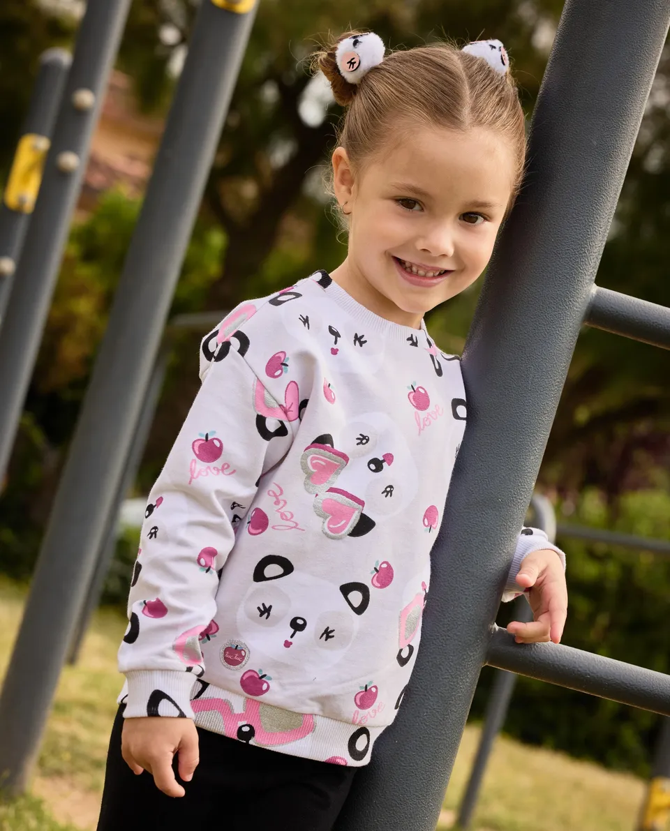 TucTuc Completi felpa bambina panda crudo con leggings