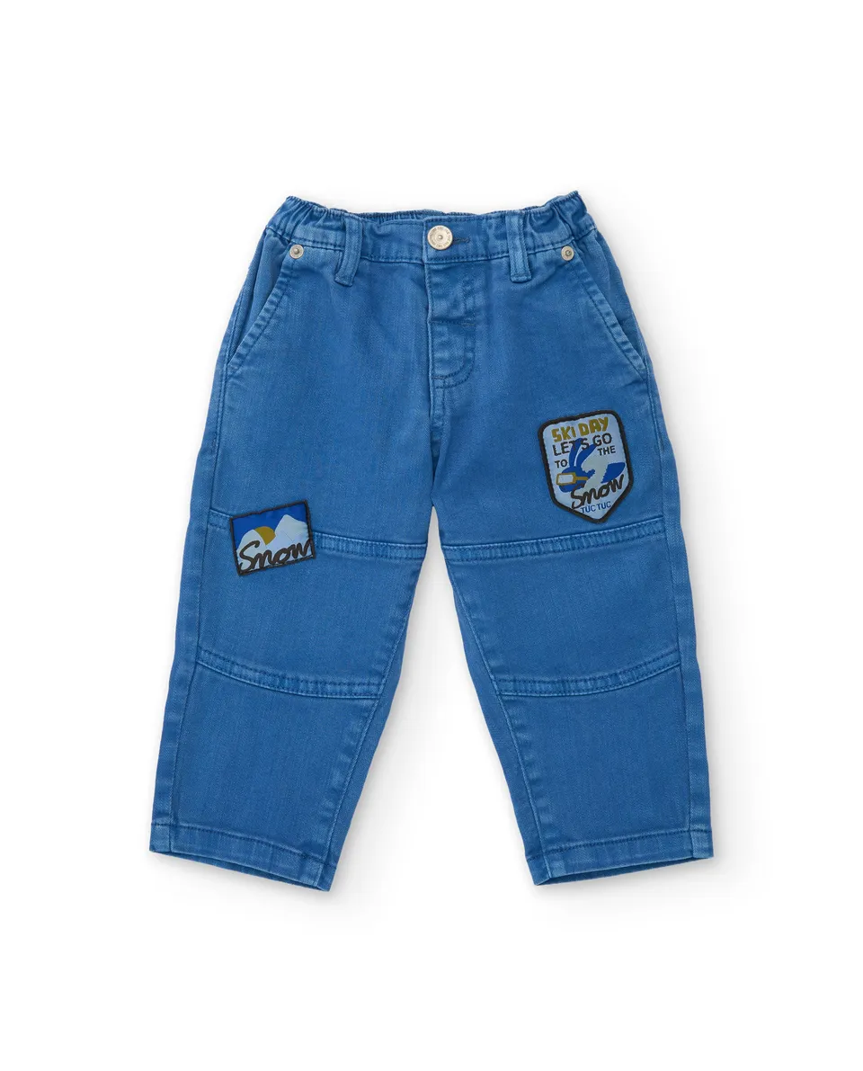 TucTuc Pantaloni Jeans Bambino Toppe Blu Vita Elasticizzata