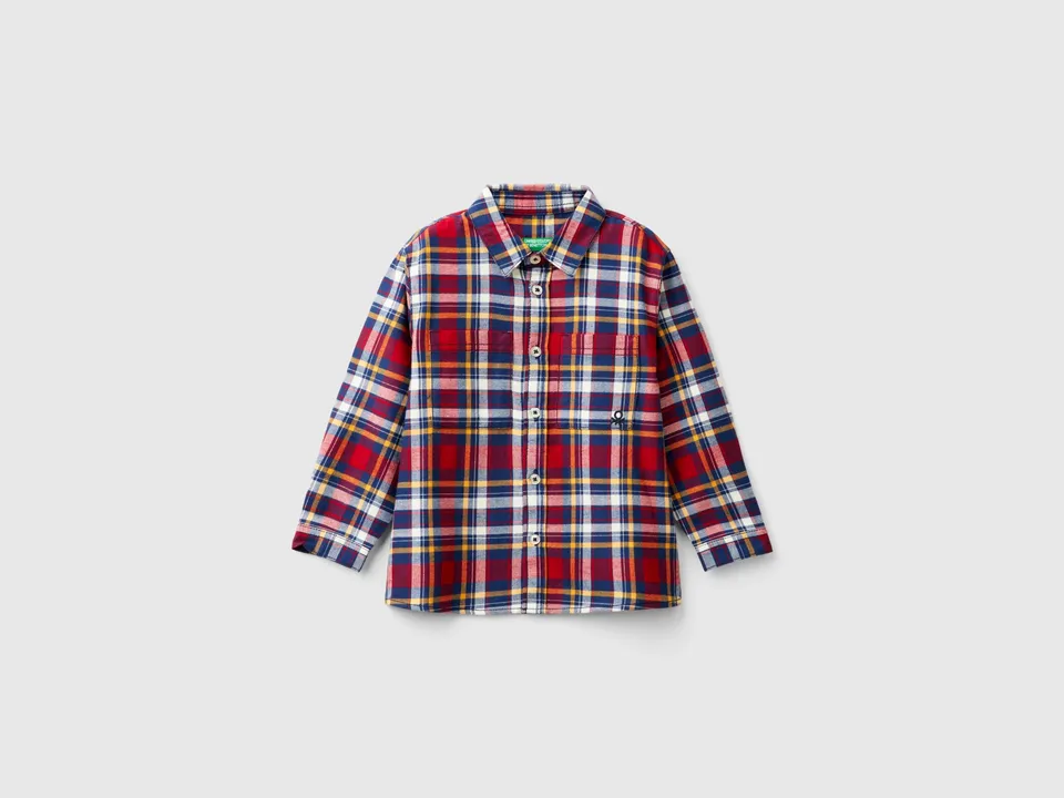 United Colors of Benetton Camicia Quadri Cotone Bimbo Manica Lunga