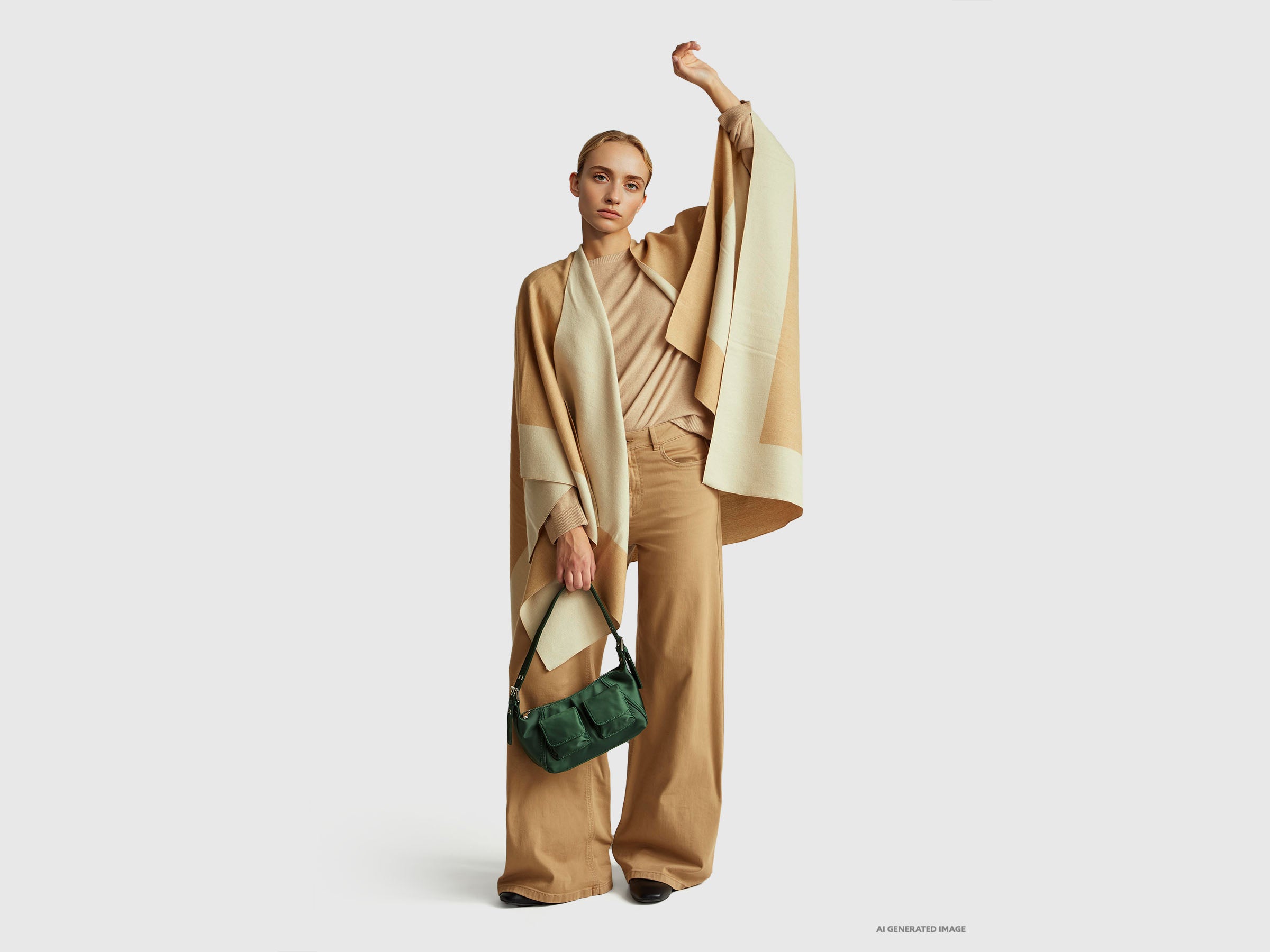 United Colors of Benetton Beige Girocollo Maglione Cashmere M