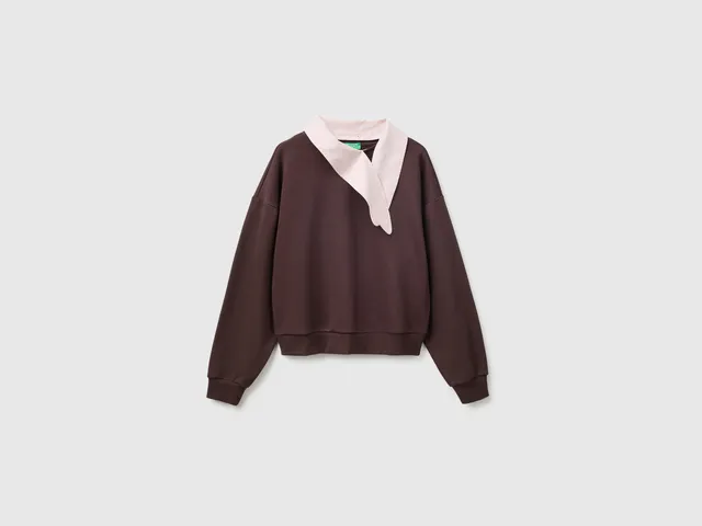 United Colors of Benetton Sweatshirt with detachable scarf felpa cotone
