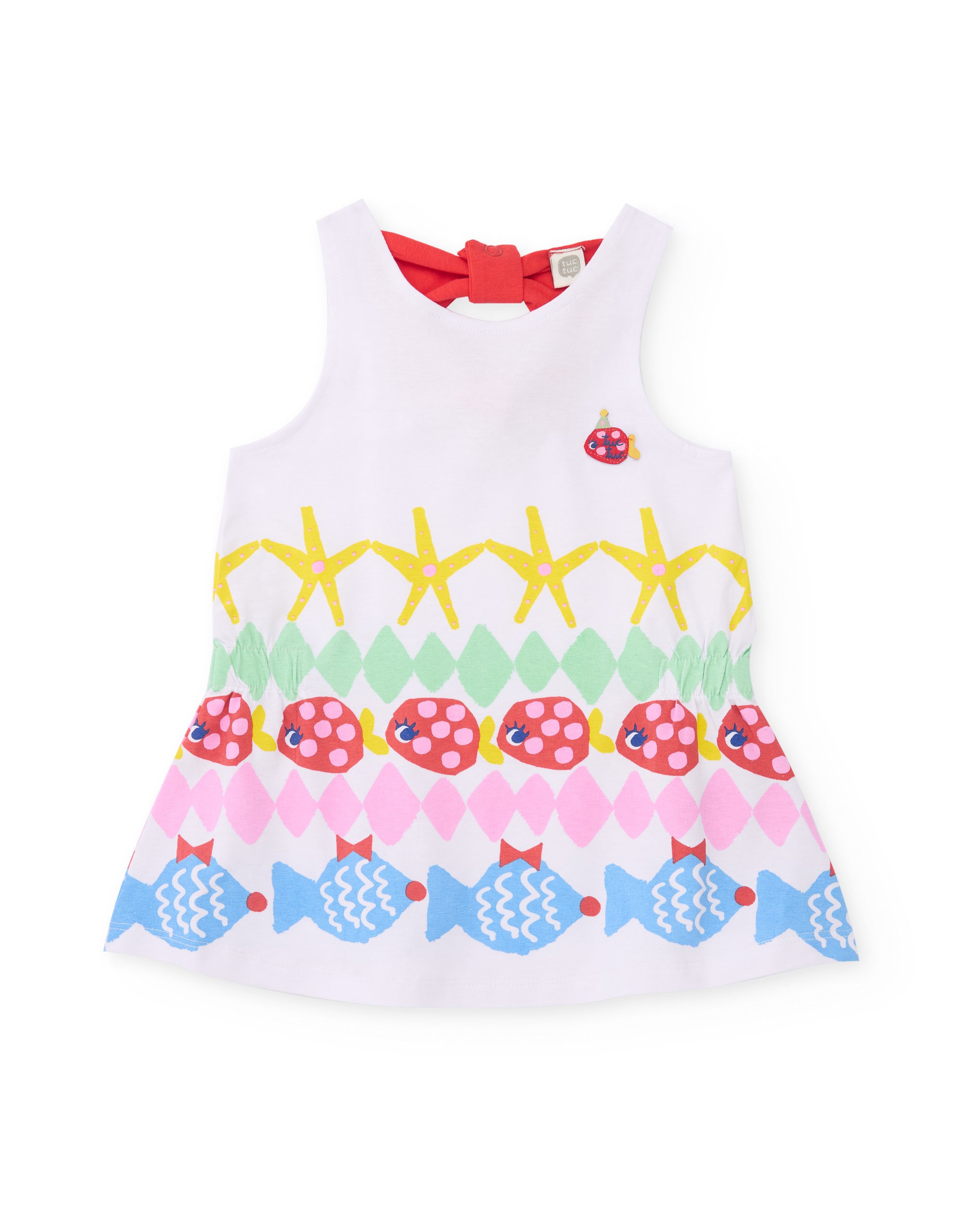 TucTuc Vestiti vestito bambina bianco fiocco mare