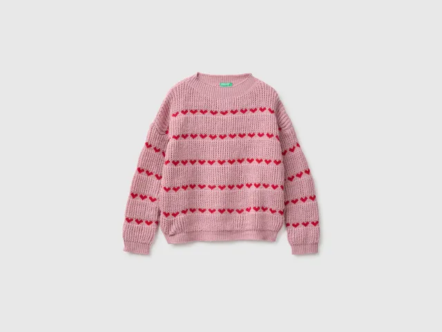 United Colors of Benetton Sweaters maglione cuori S misto lana