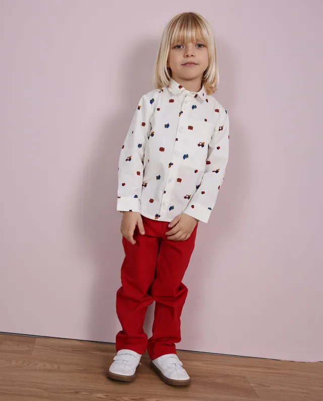 TucTuc Pantaloni jeans bambino rosso tela con tasche