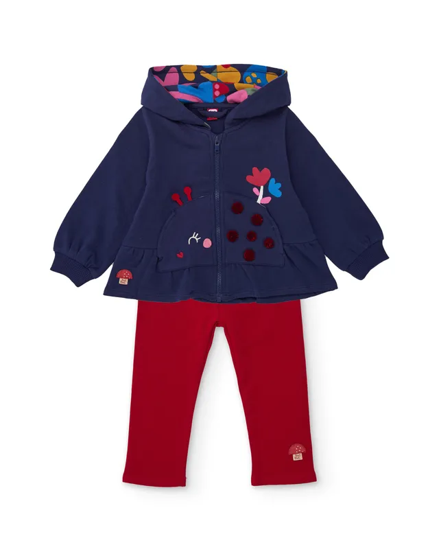 TucTuc Completi Felpa Bambina Blu Navy con Leggings 2 Pezzi