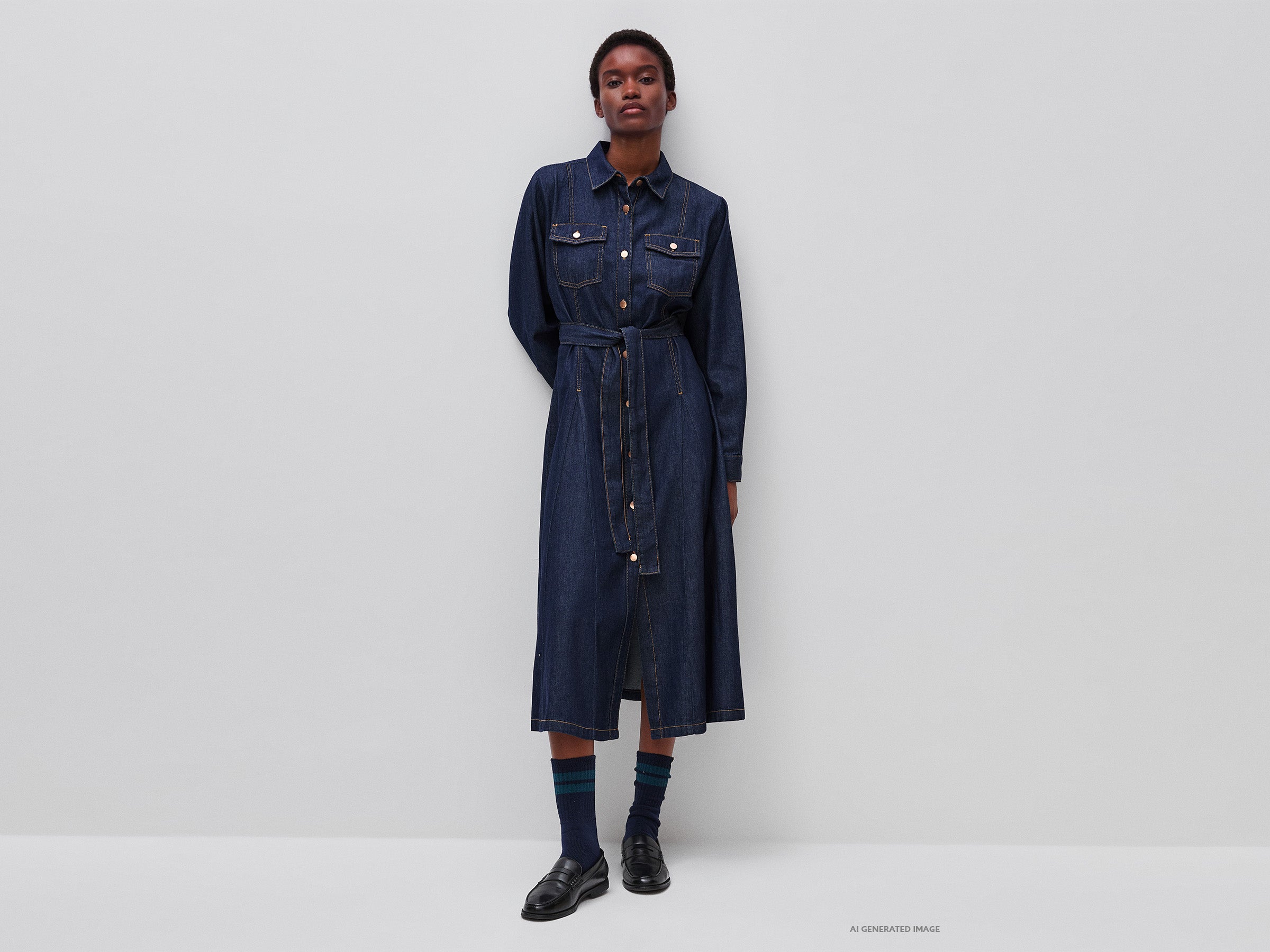 United Colors of Benetton Dresses abito denim con cintura cotone