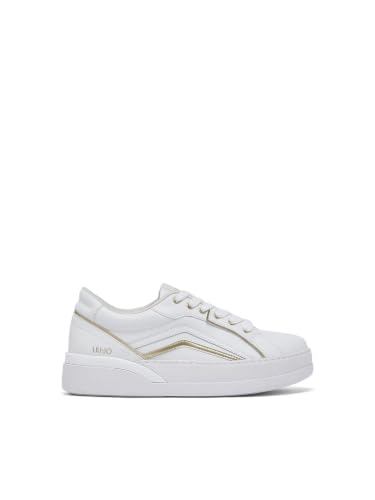 Liu Jo Sneakers Pelle Bianche 35 con Accenti Lamé