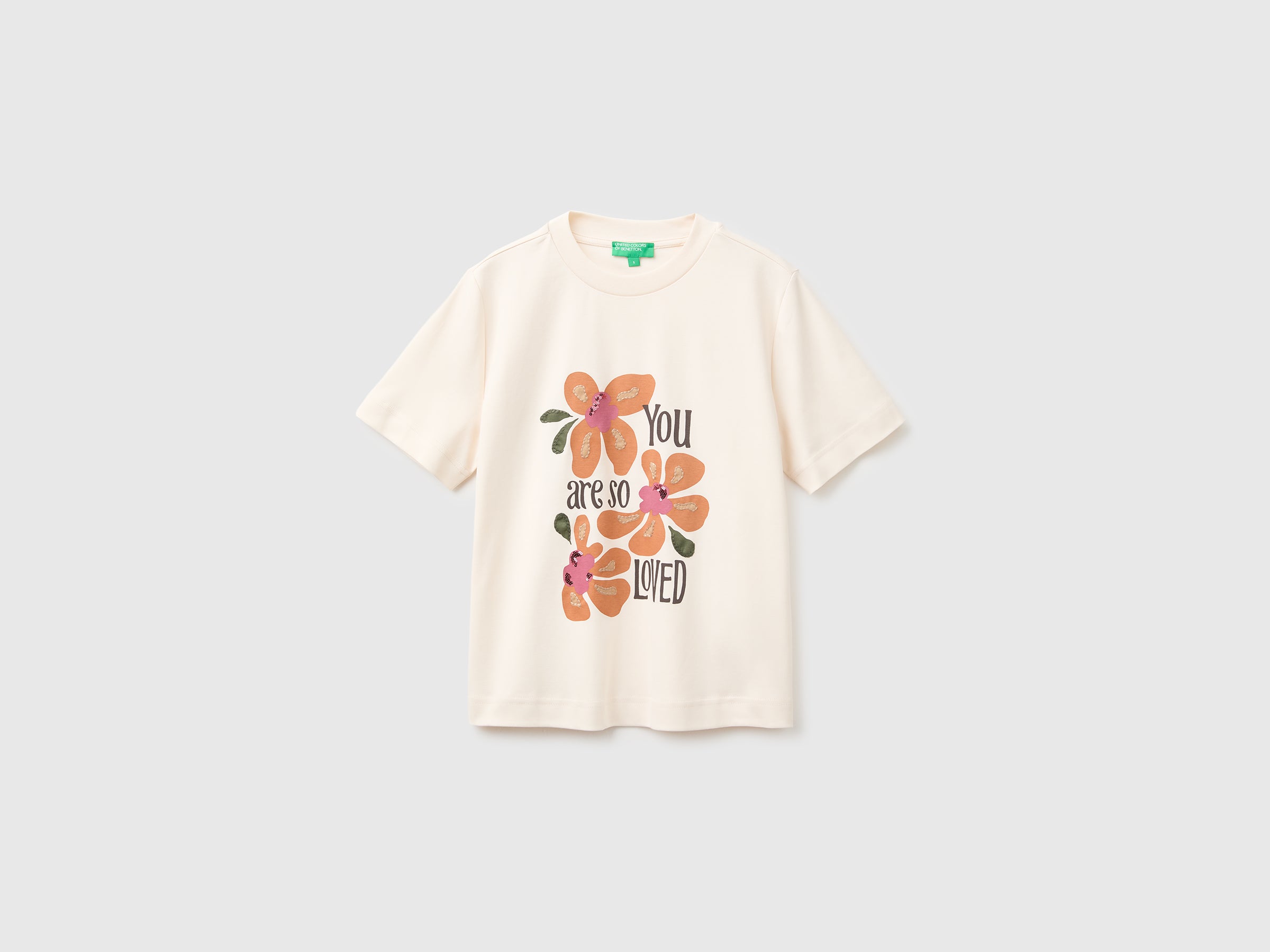 United Colors of Benetton T-Shirts maglietta ricamo paillettes taglia S