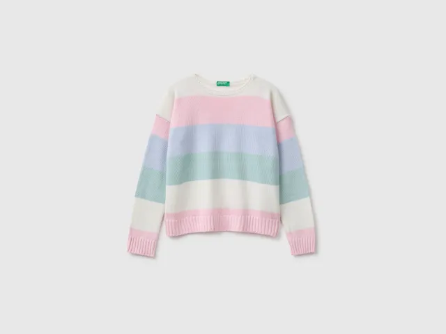 United Colors of Benetton Maglione Righe Boxy Multicolore M