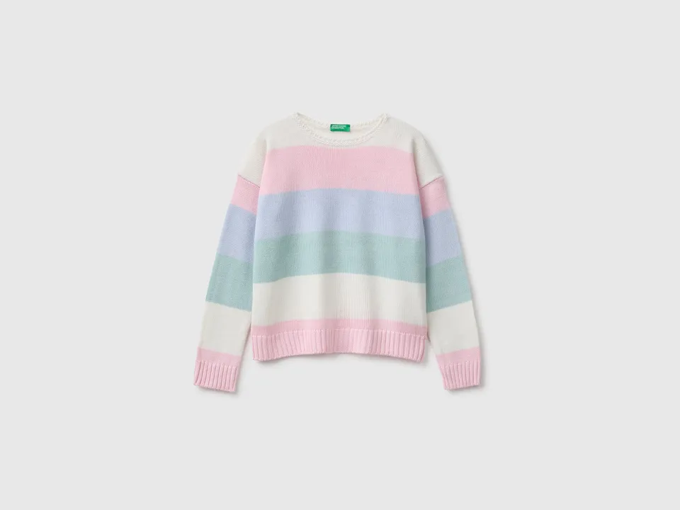 United Colors of Benetton Maglione Righe Boxy Multicolore M