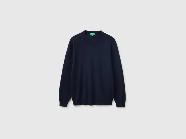United Colors of Benetton Maglione lana merino blu notte M