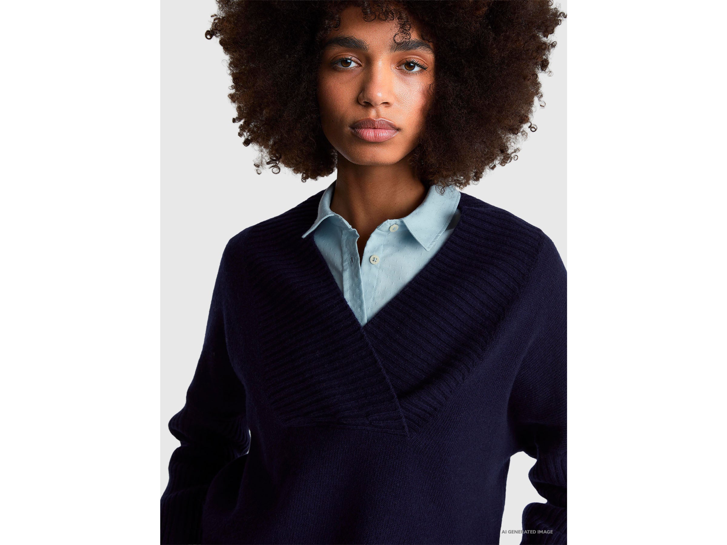 Benetton Boxy Fit V-Neck maglione lana scollo a V taglia M