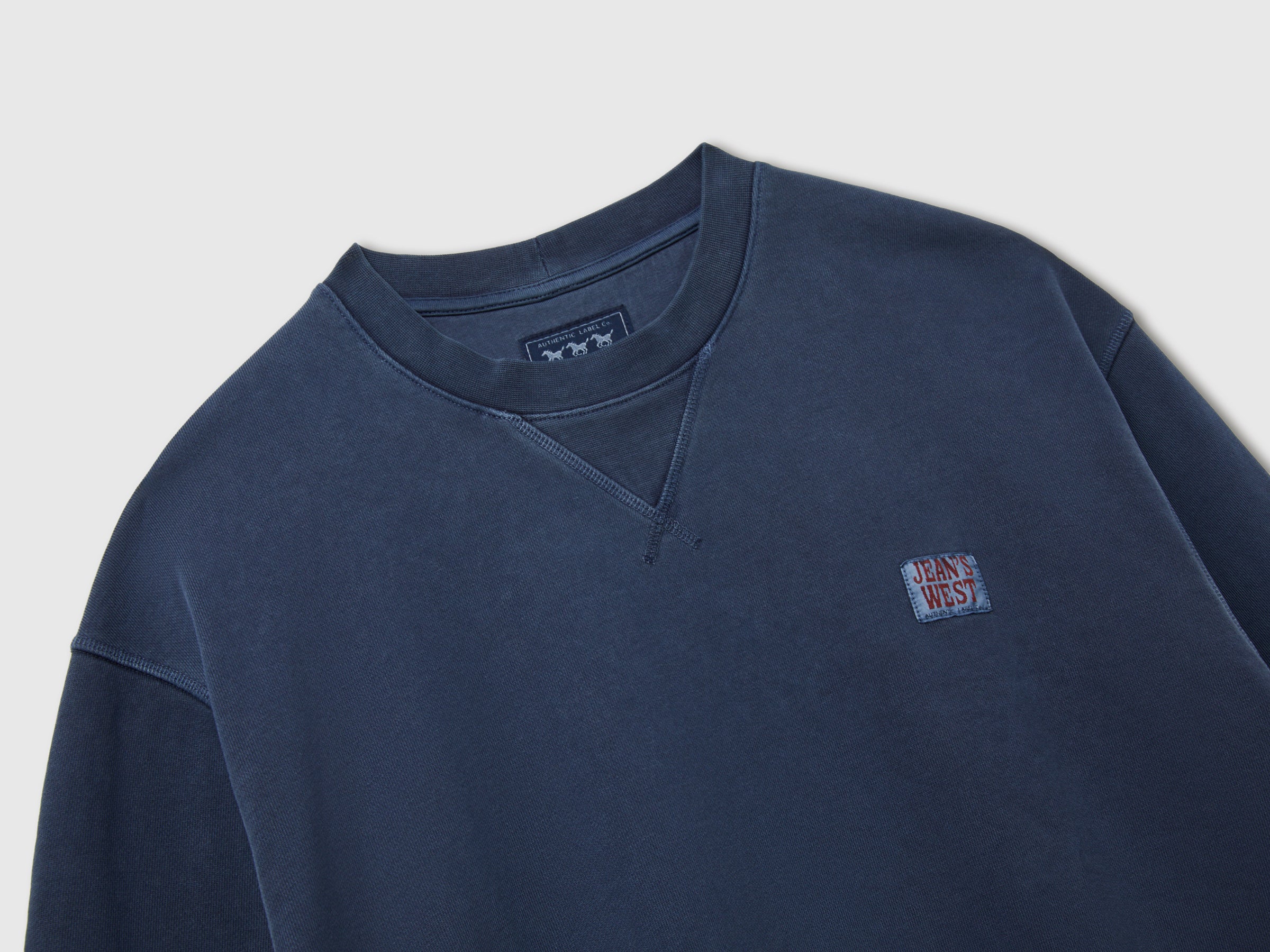 Benetton Felpa Girocollo Cotone Effetto Vintage Taglia L