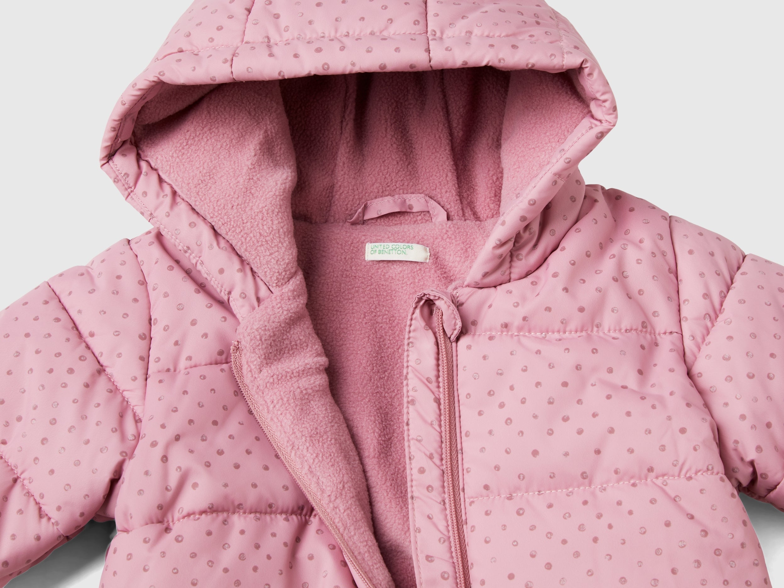 Benetton Giacca Imbottita Neonato Cappuccio Fantasia