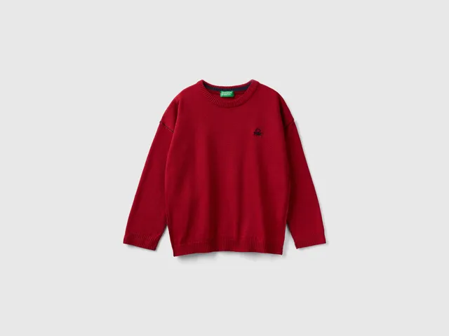 United Colors of Benetton Maglione Girocollo Ricamo Lana Taglia 104