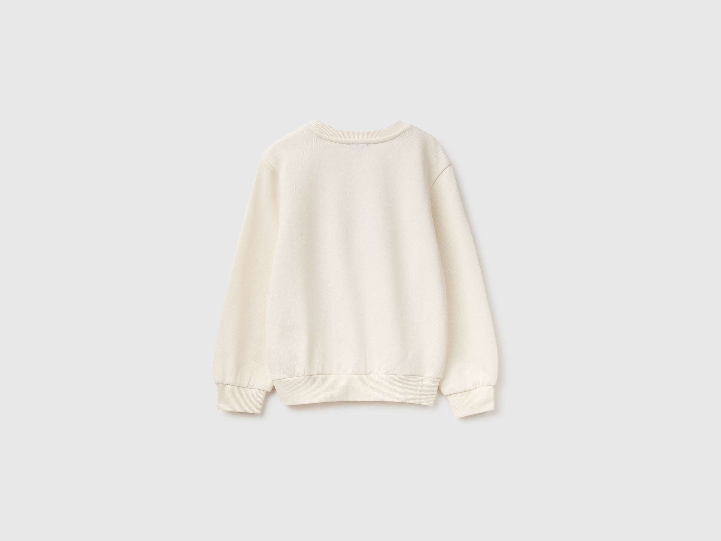 Benetton Sweatshirts Felpa girocollo ricamo cotone bimbo