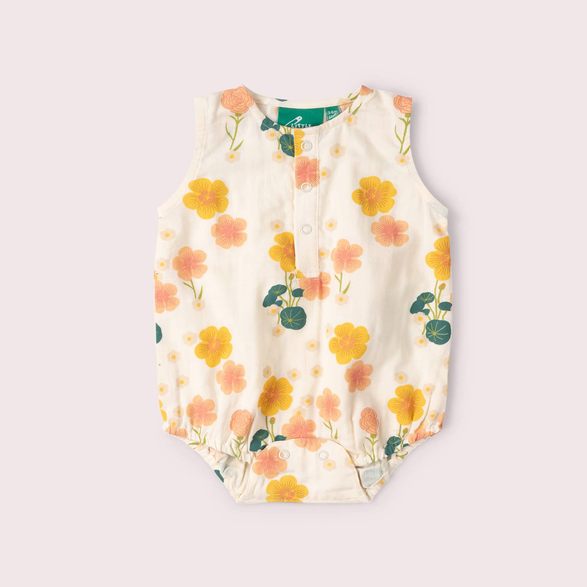 Little Green Radicals pagliaccetto flora neonato cotone bio