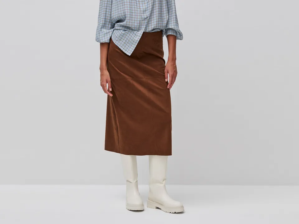 United Colors of Benetton Gonna Midi Effetto Camoscio Donna