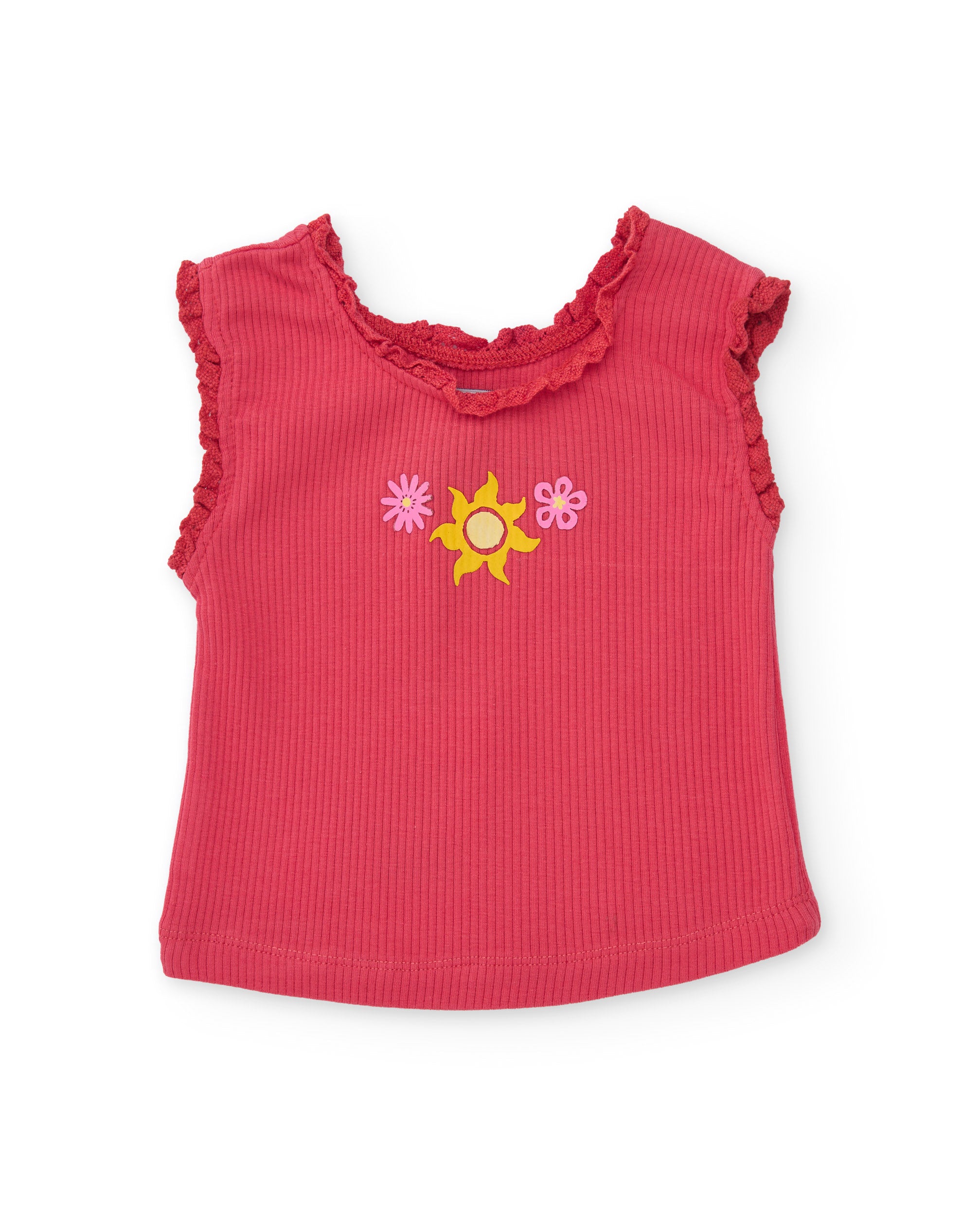TucTuc Magliette T-Shirt Bambina Rossa Volant Costine