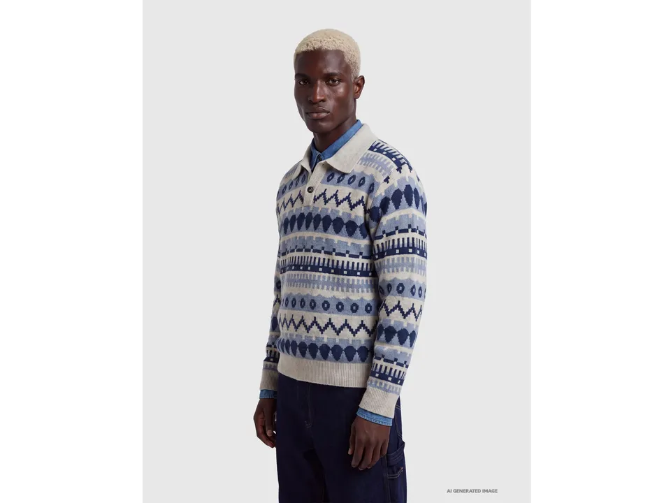 United Colors of Benetton polo jacquard misto lana