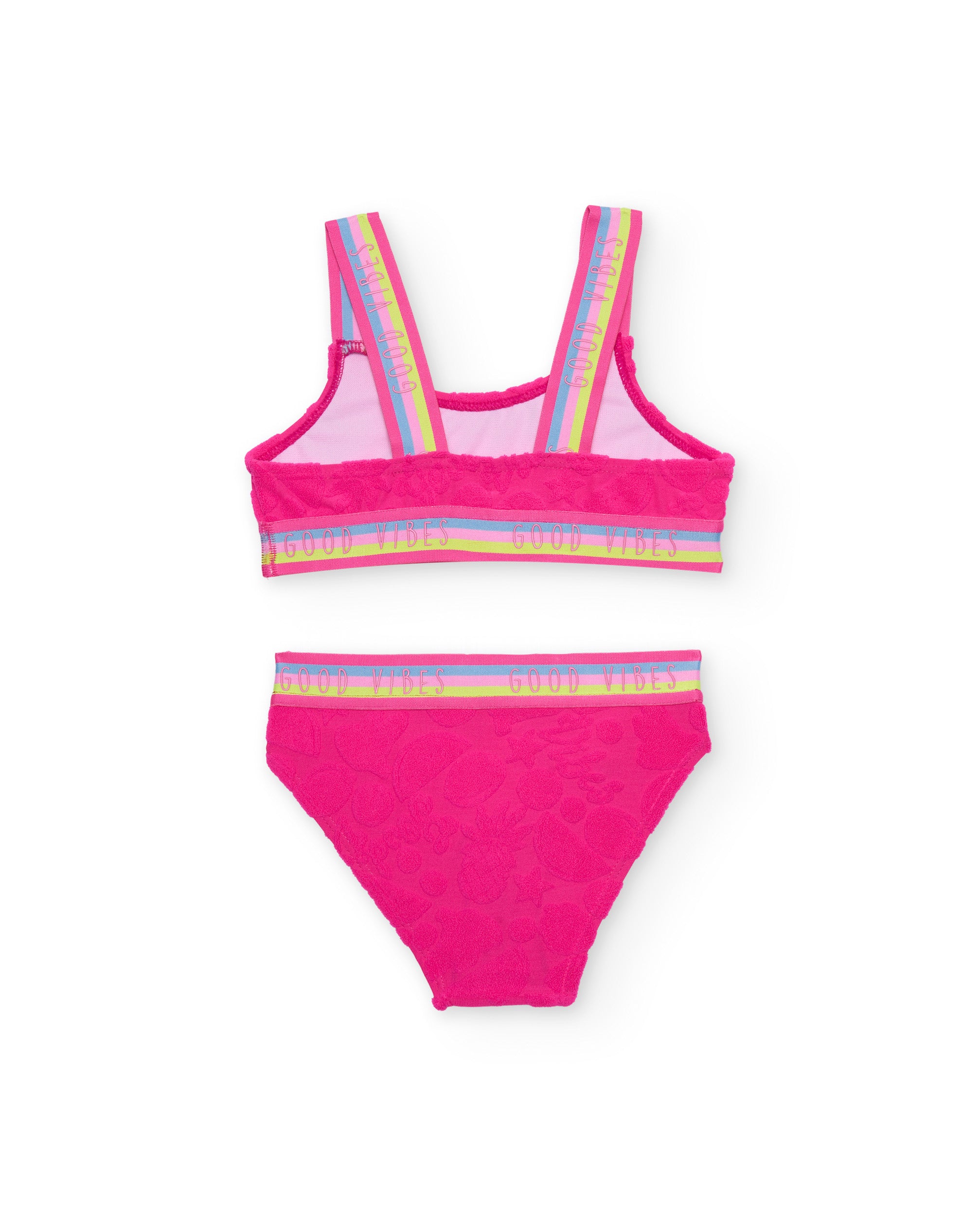 TucTuc Costumi Da Bagno bikini bambina fucsia rilievo floreale