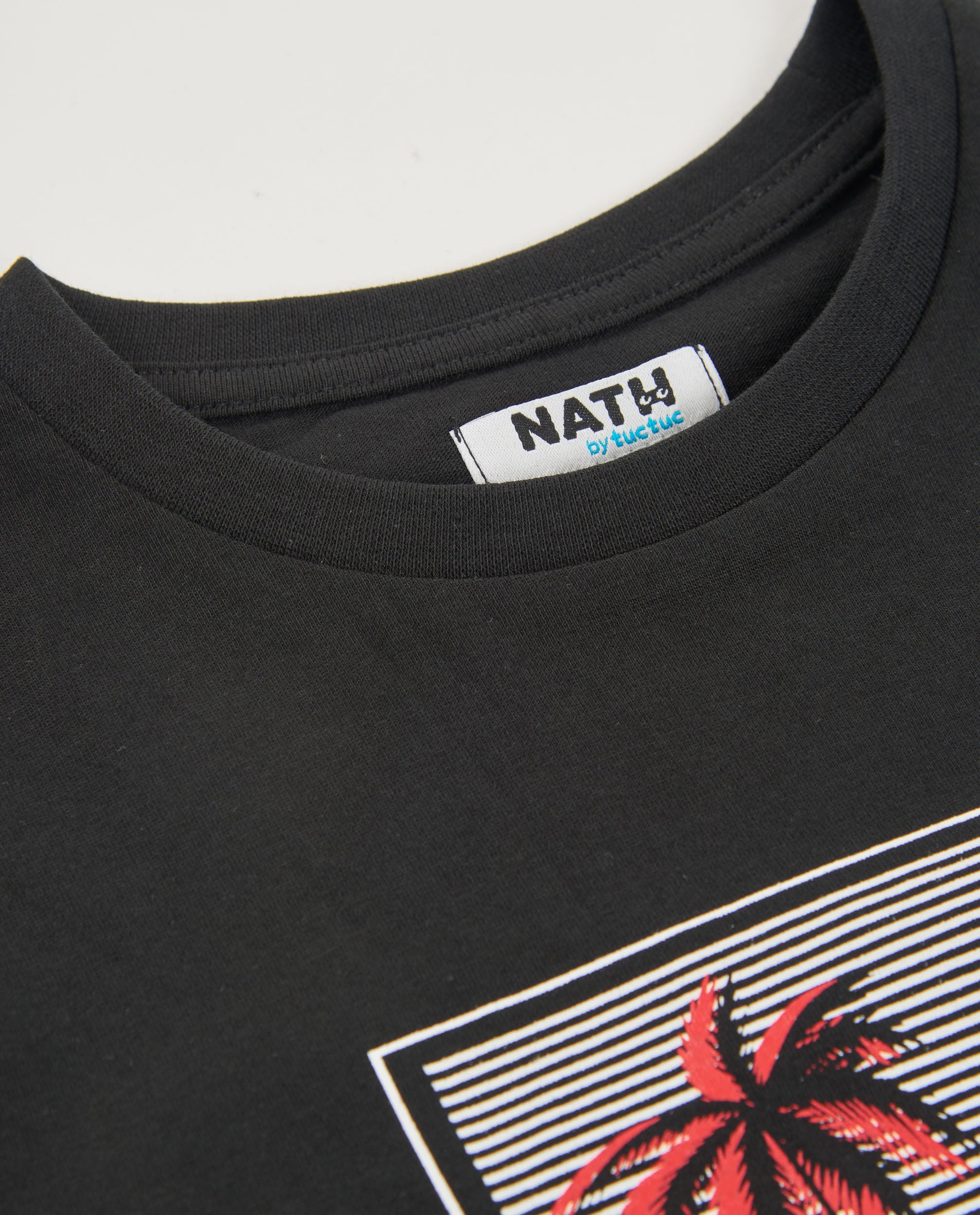 TucTuc Magliette T-Shirt Bimbo Nero Stampa Palme Cotone