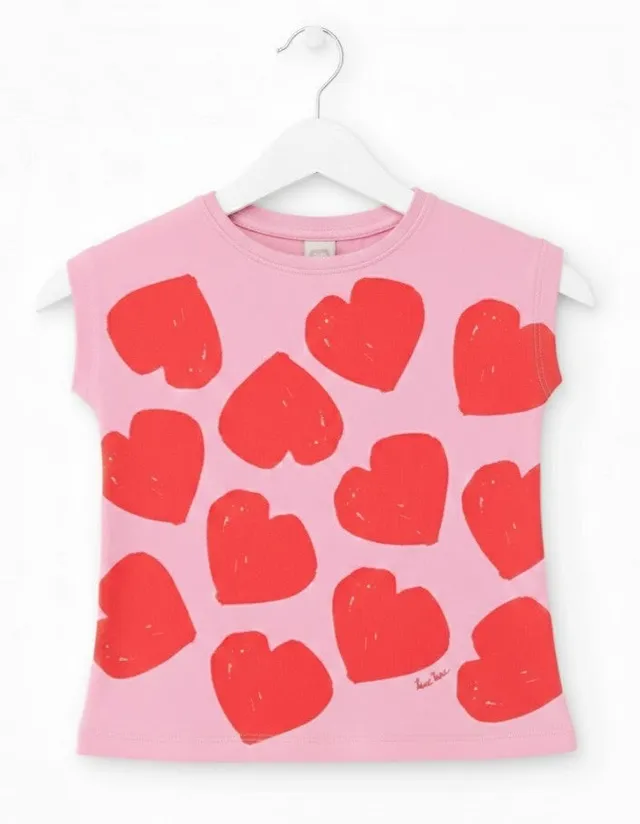 TucTuc Magliette T-Shirt Bambina Rosa Stampa Cuori