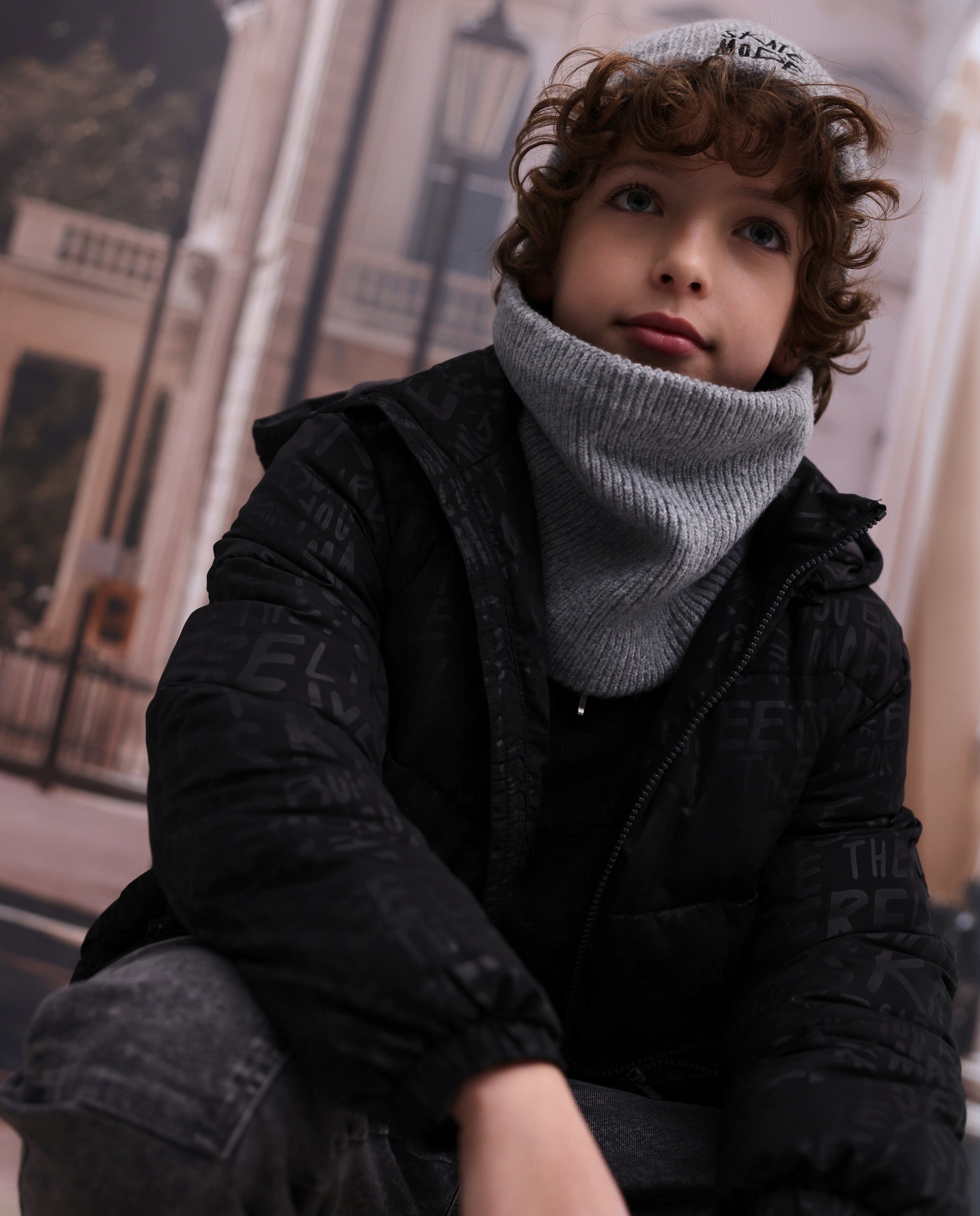 TucTuc Accessori set bambino berretto scaldacollo grigio