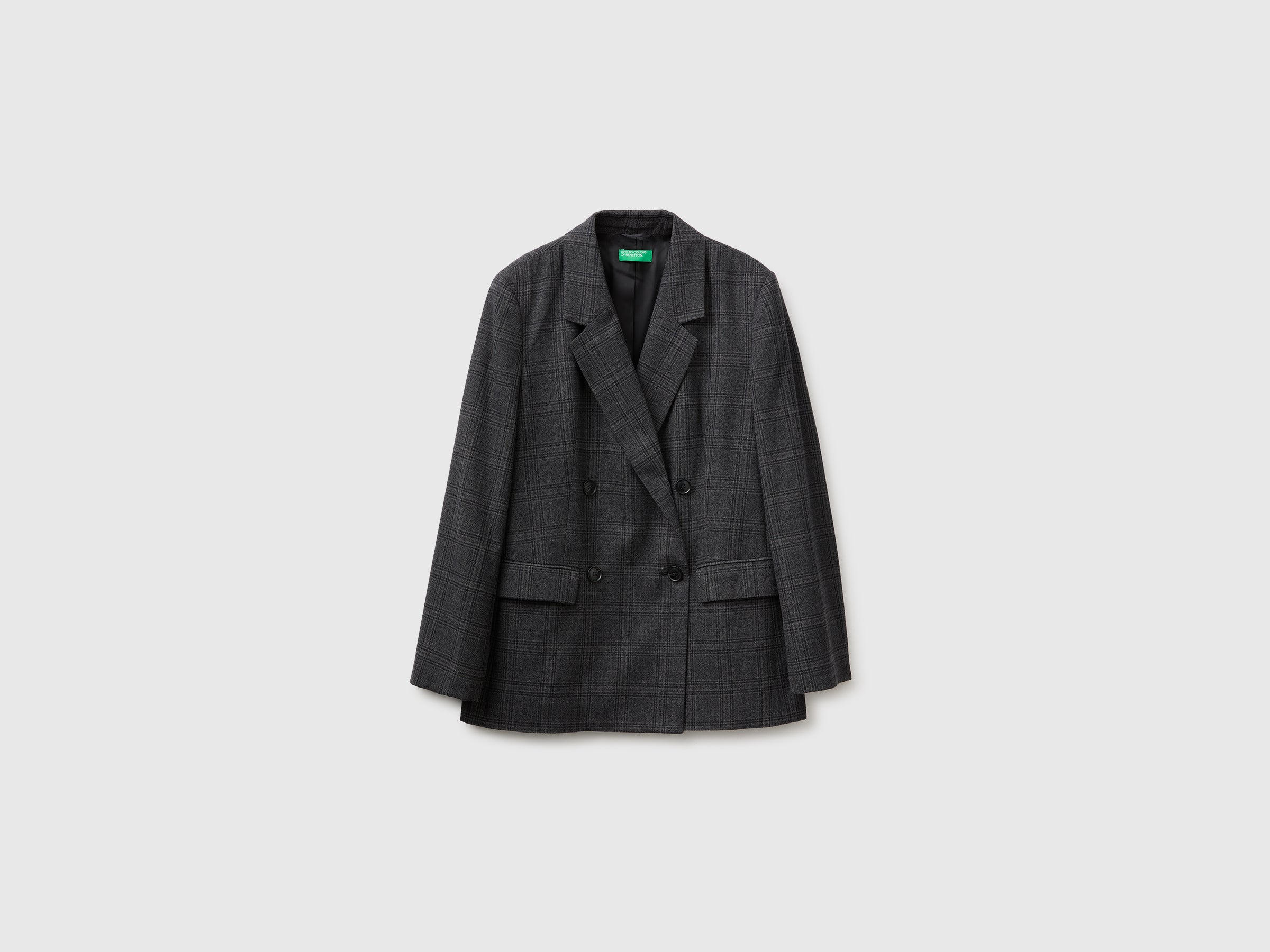 Benetton blazer tartan 44 doppiopetto viscosa revers