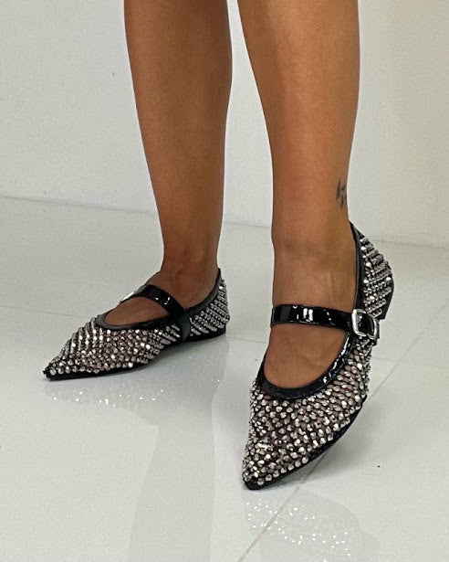 Sottosopra BM1202 Ballerine Nere 38 Rete Strass