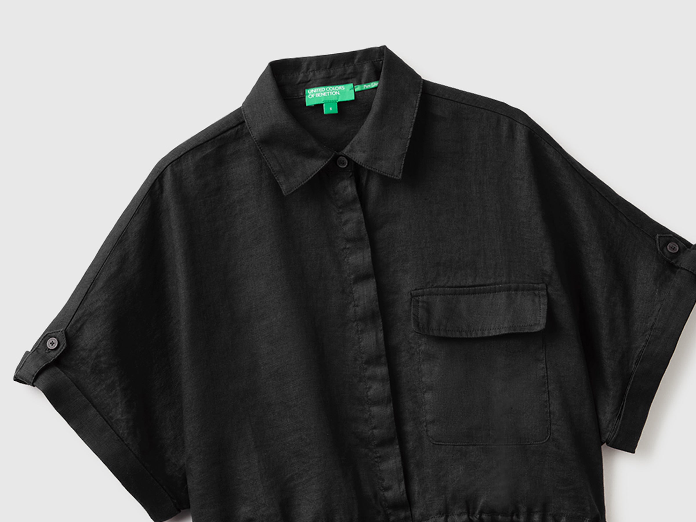 United Colors of Benetton camicia sahariana lino manica corta