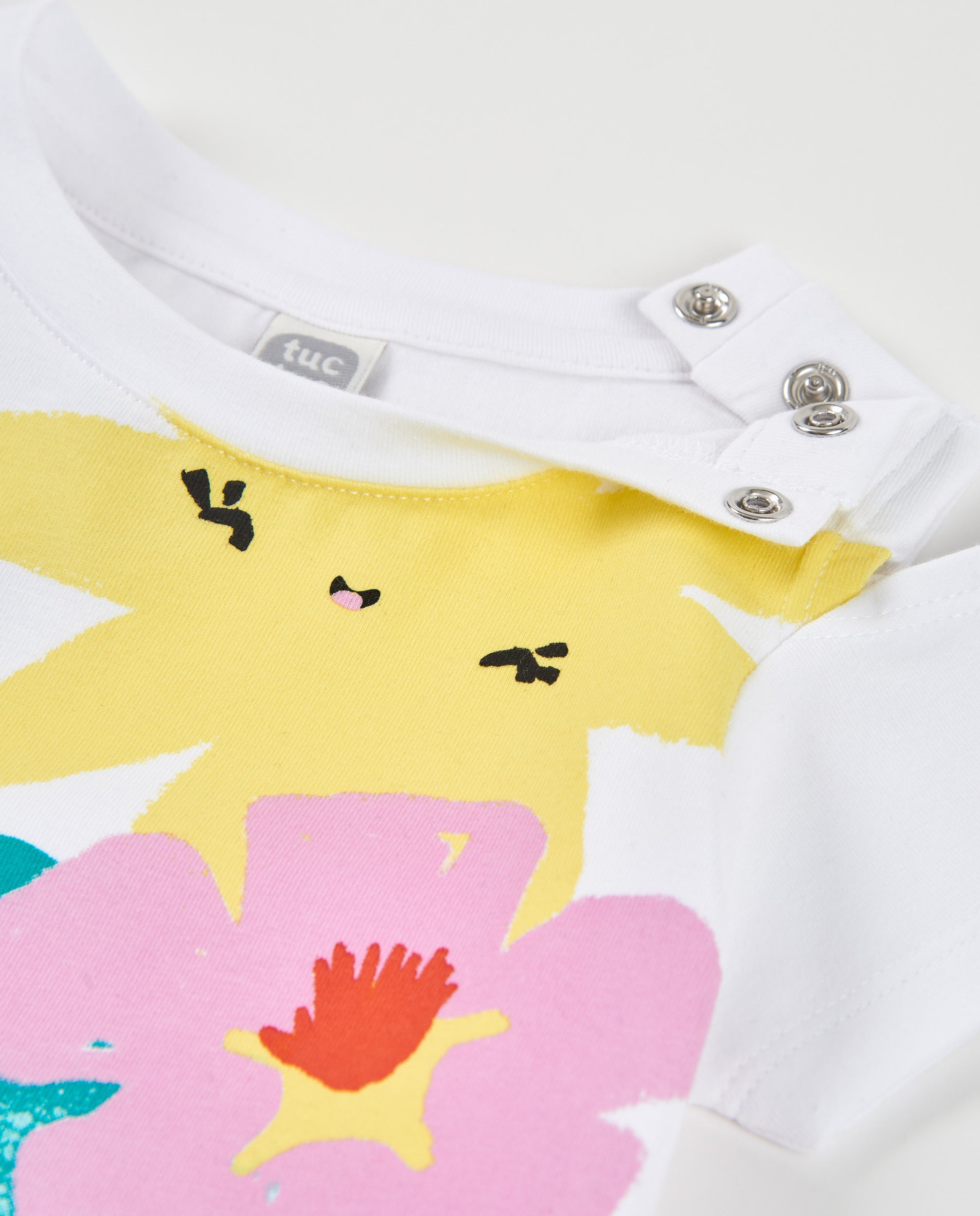TucTuc Magliette T-Shirt Bambina Bianco Stampa Fiori