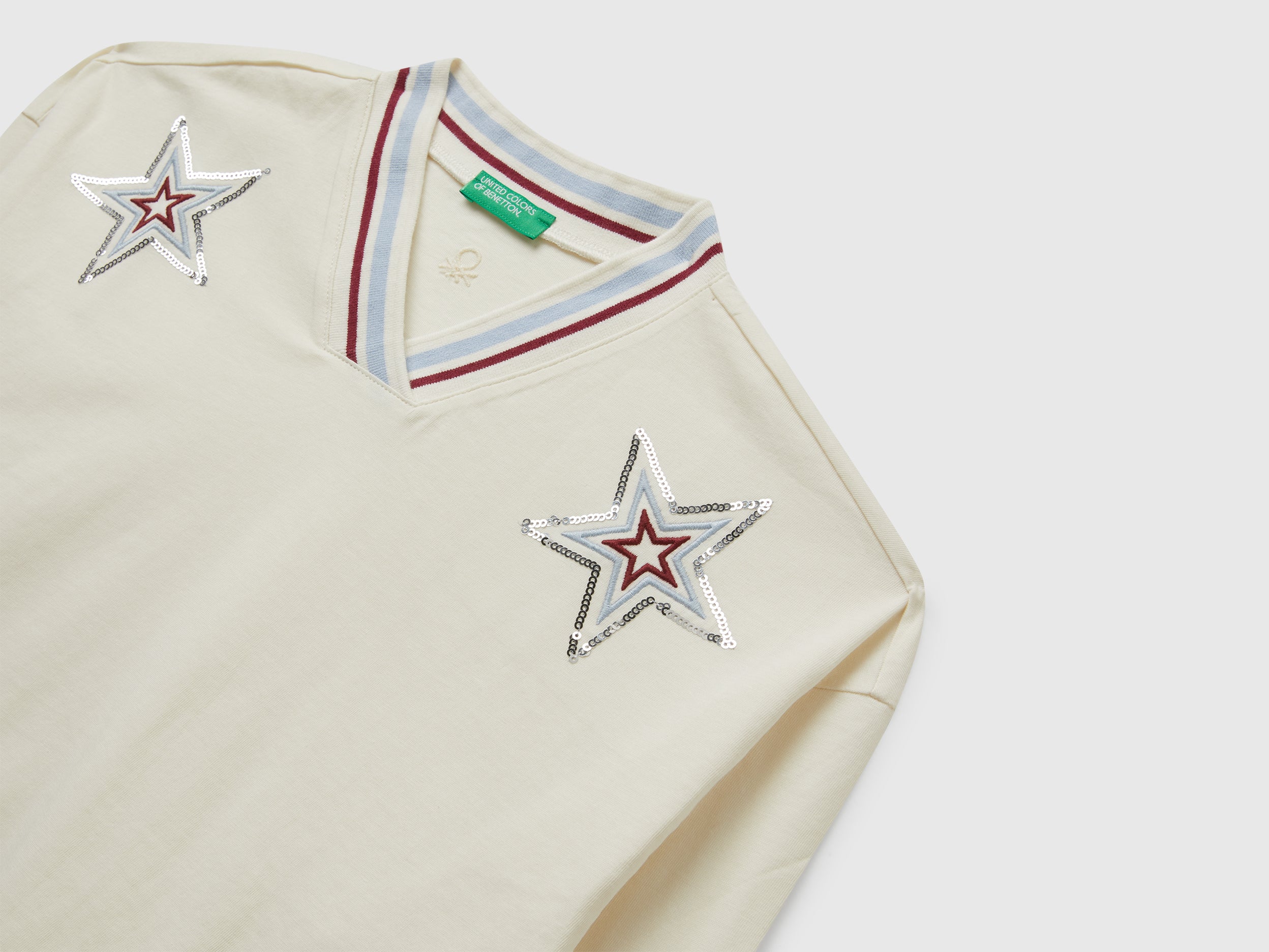 United Colors of Benetton T-Shirt Ricamo Paillettes Maglietta Cotone M