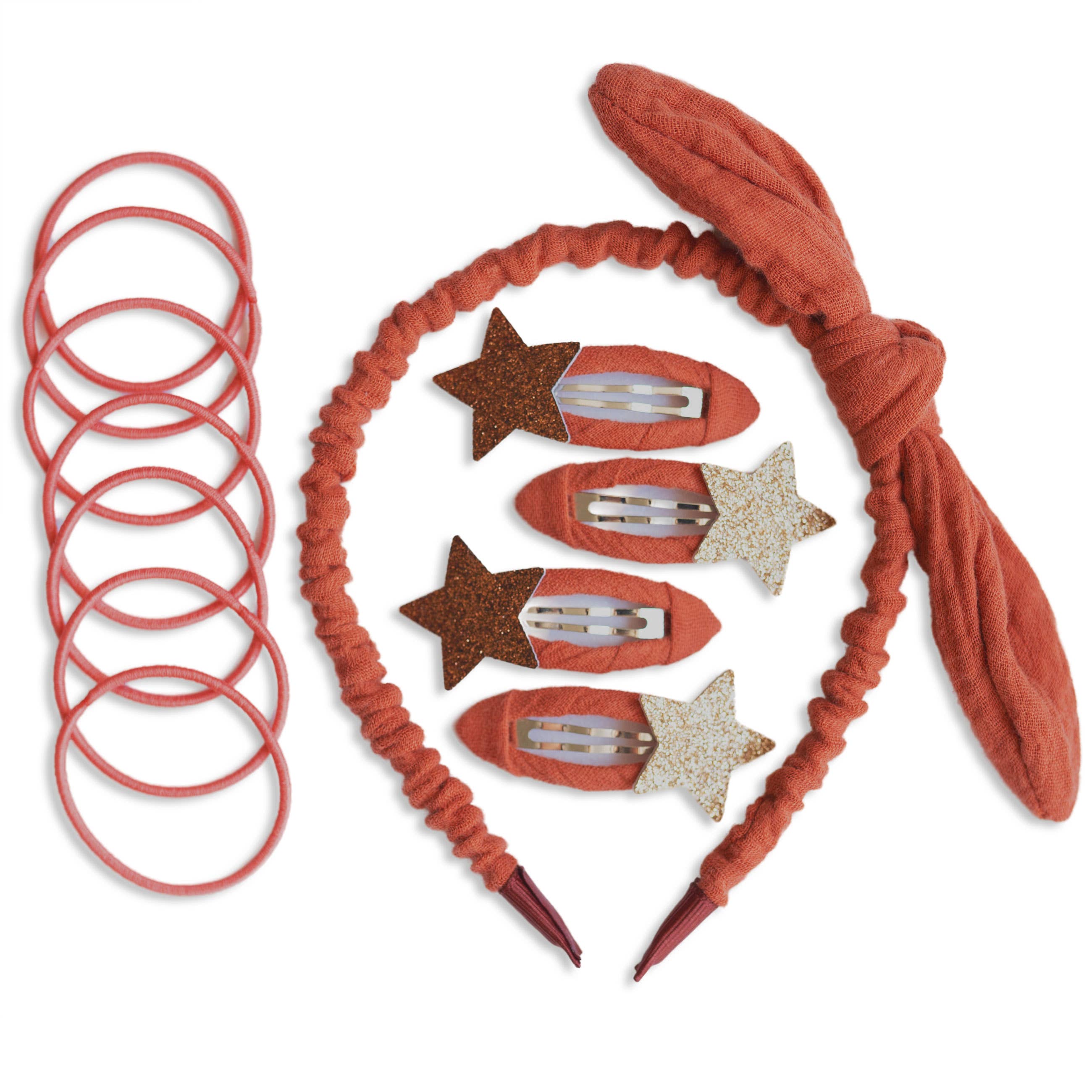 Kocarcia Papierdrachen Set Accessori Capelli Mussola Corallo