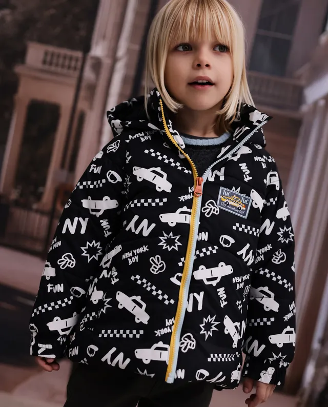 TucTuc Cappotti cappotto bambino nero con cappuccio invernale