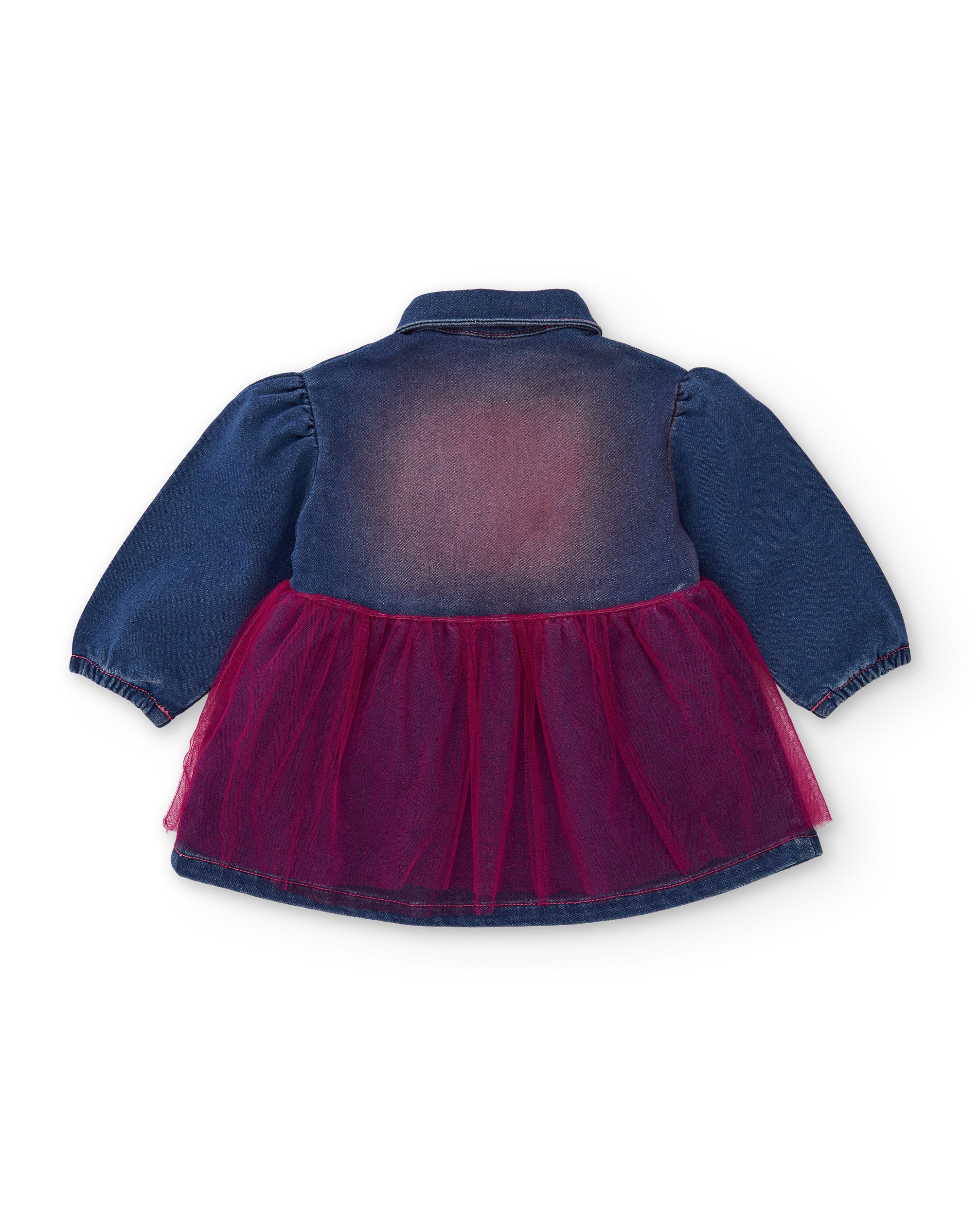 TucTuc Vestiti vestito bambina denim tulle blu ricamo