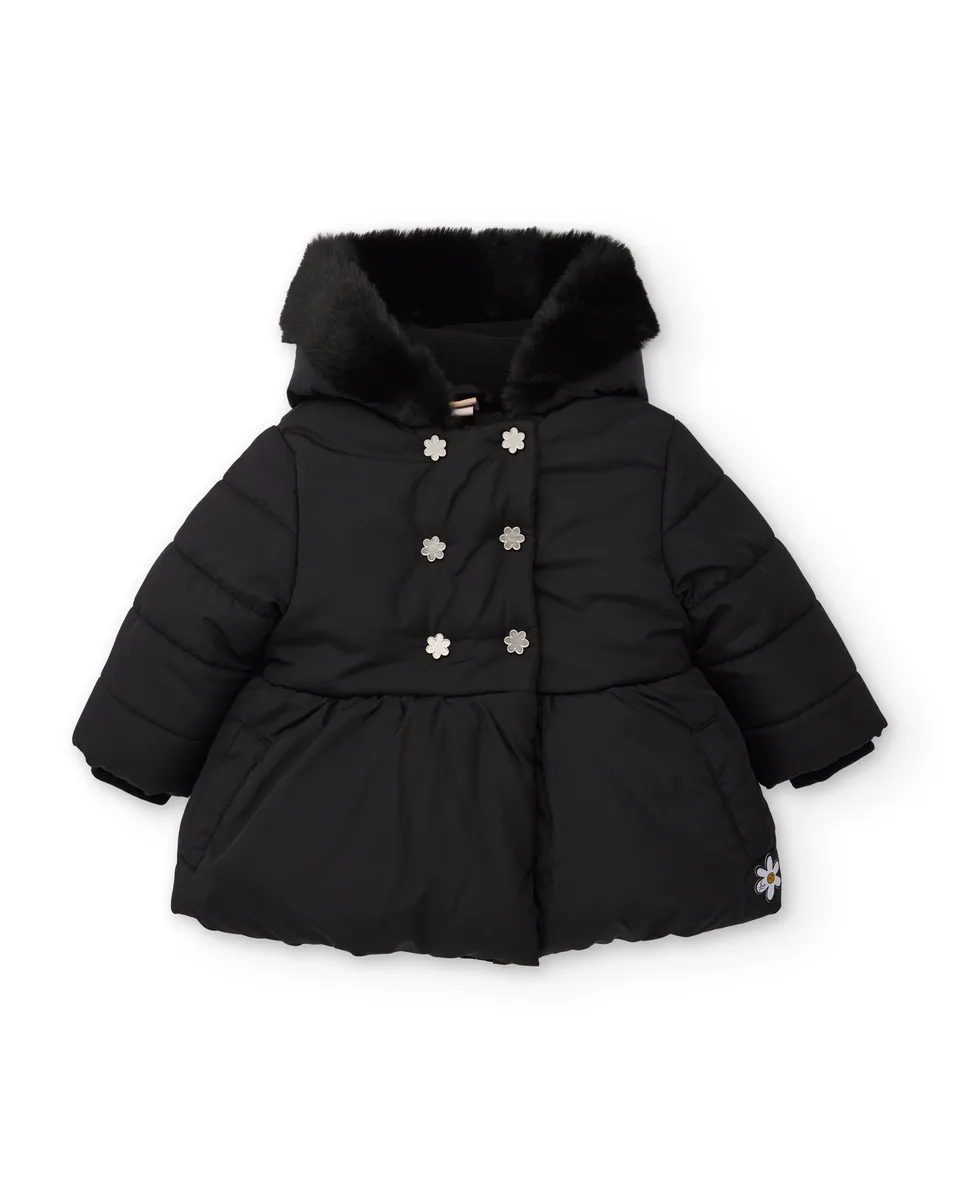 TucTuc Cappotti Cappotto Bambina Nero Imbottito Cappuccio
