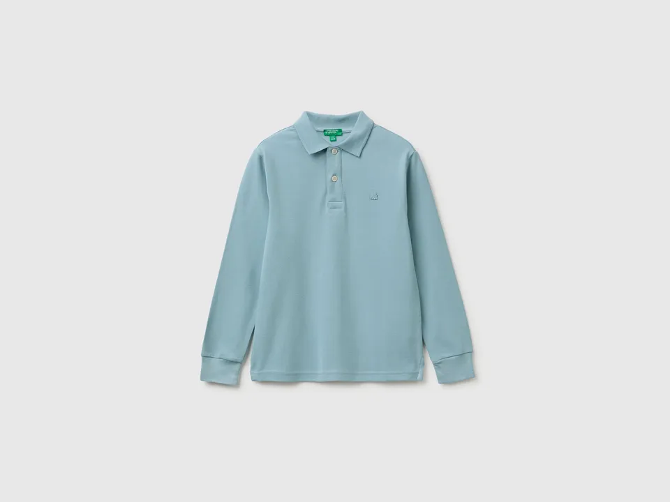 United Colors of Benetton polo slim cotone bio maniche lunghe