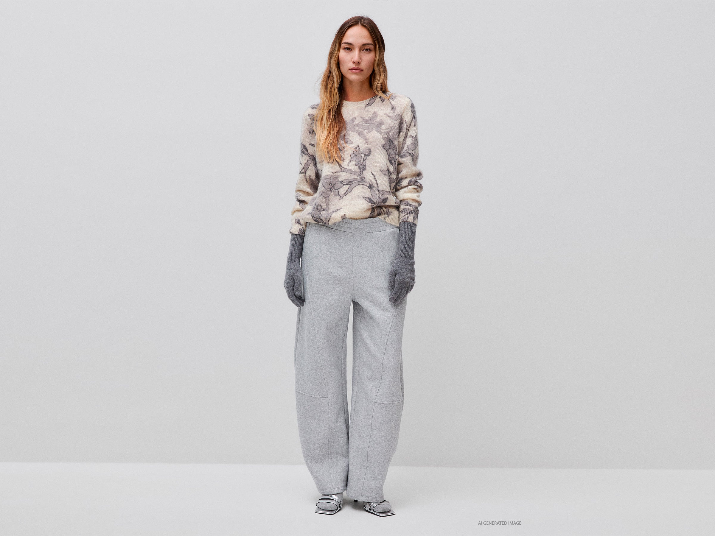United Colors of Benetton Maglione mohair fiori M lana calda