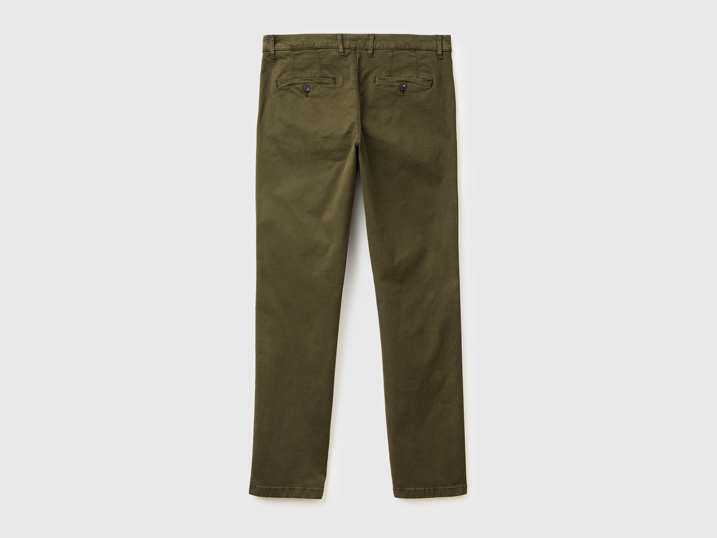 Benetton Trousers chinos verde scuro cotone slim taglia 42