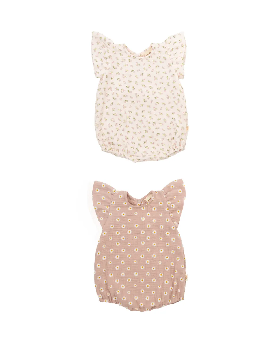 Woolly Organic Romper Wings pagliaccetto mussola margherite