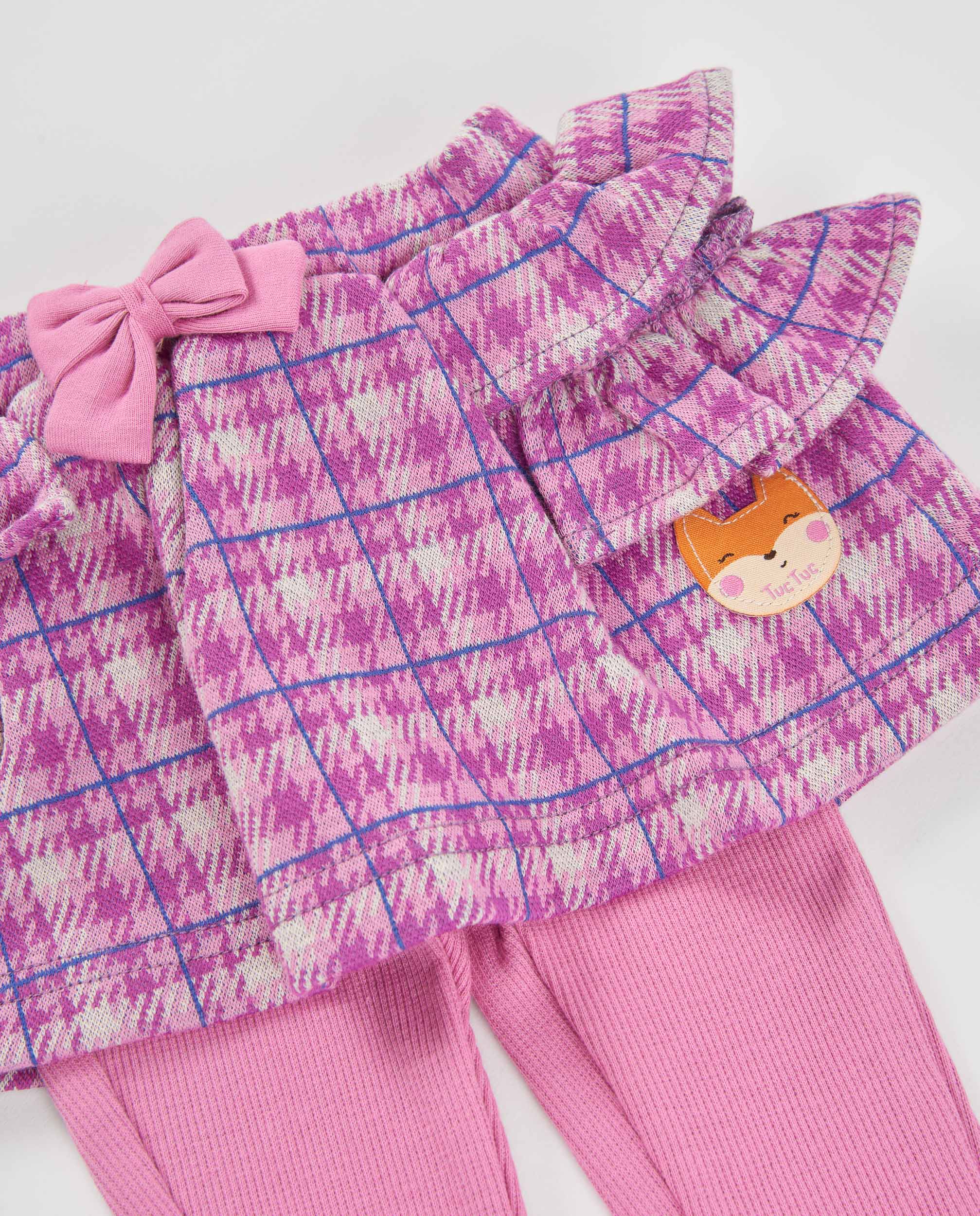 TucTuc Completi completo neonata rosa maglia gonna quadri