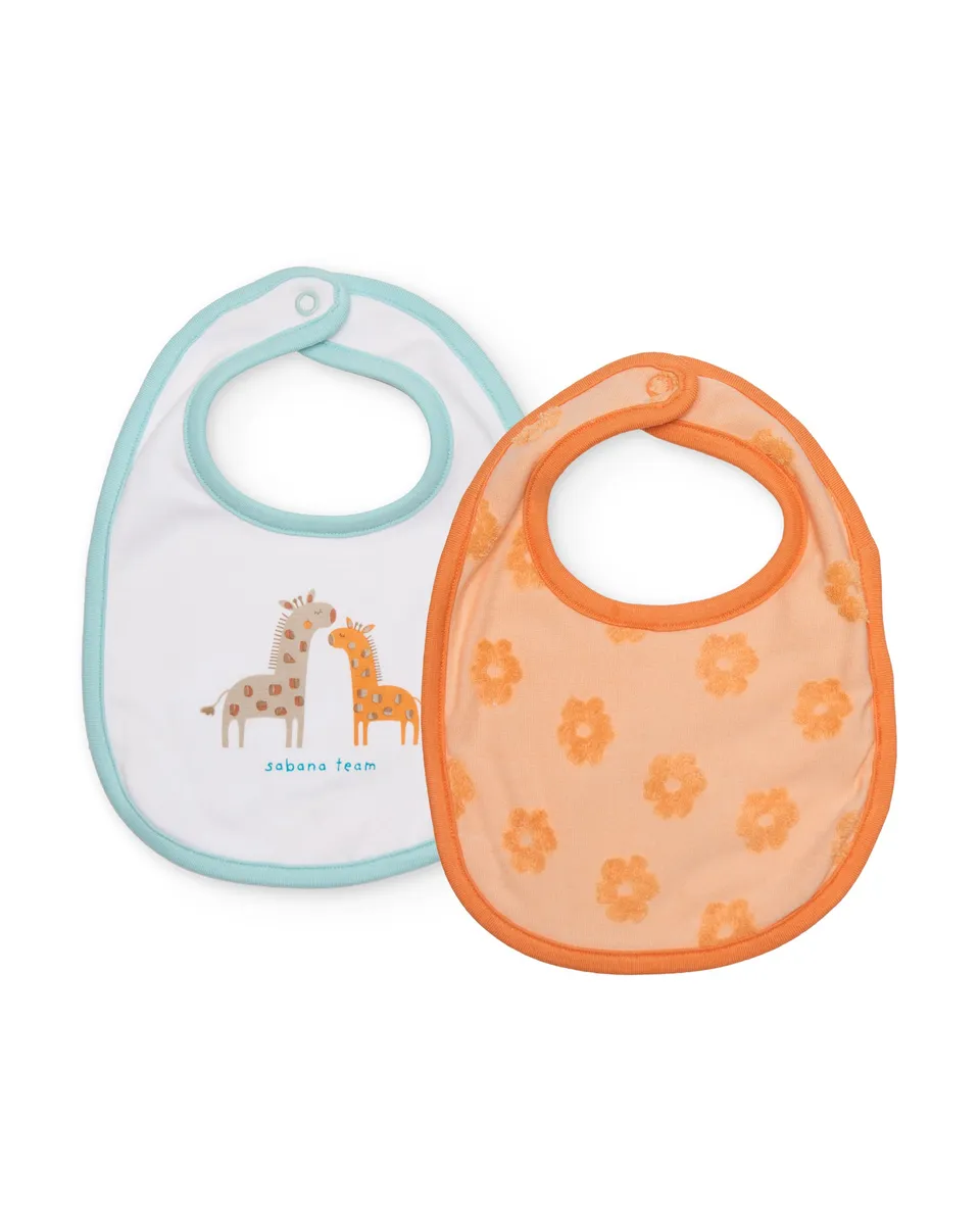 TucTuc Accessori Pack Bavaglini Neonato Arancione 2 Pezzi cotone