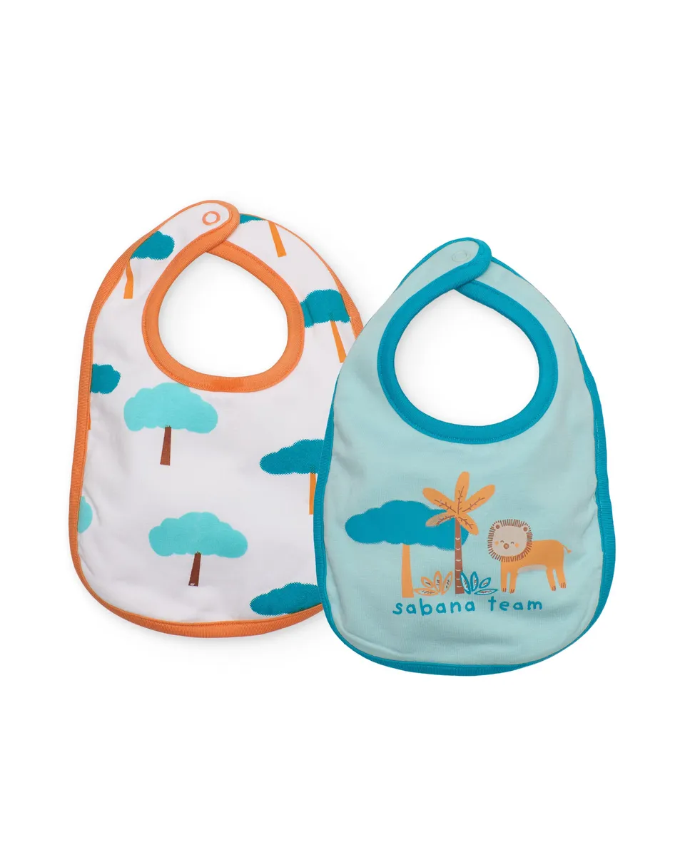 TucTuc Accessori pack 2 bavaglini neonato bianco savana cotone