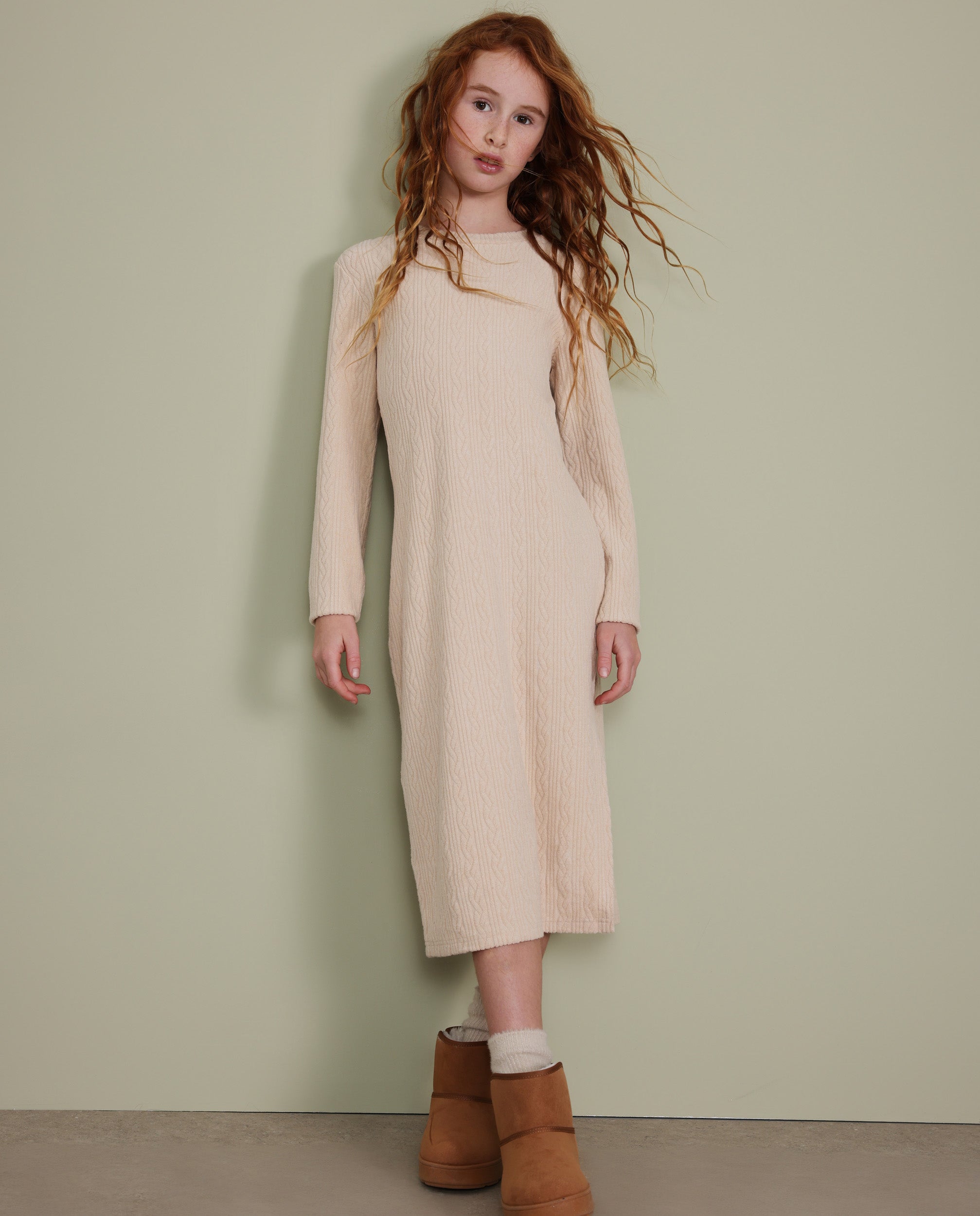 TucTuc Vestiti Abito Midi Bambina Tricot Beige Coste