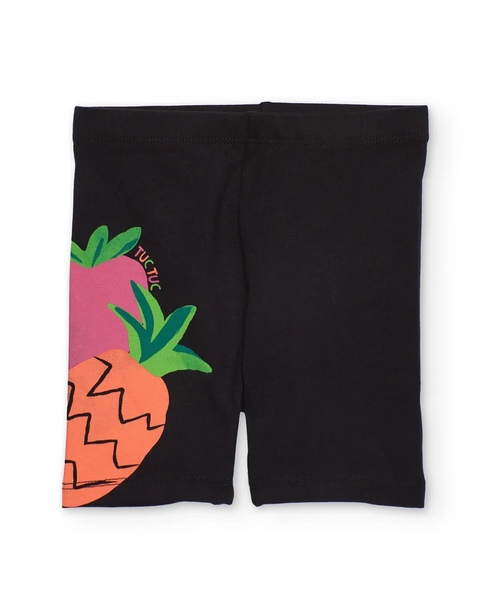 TucTuc Leggings Bambina Nero Stampa Frutta Laterale