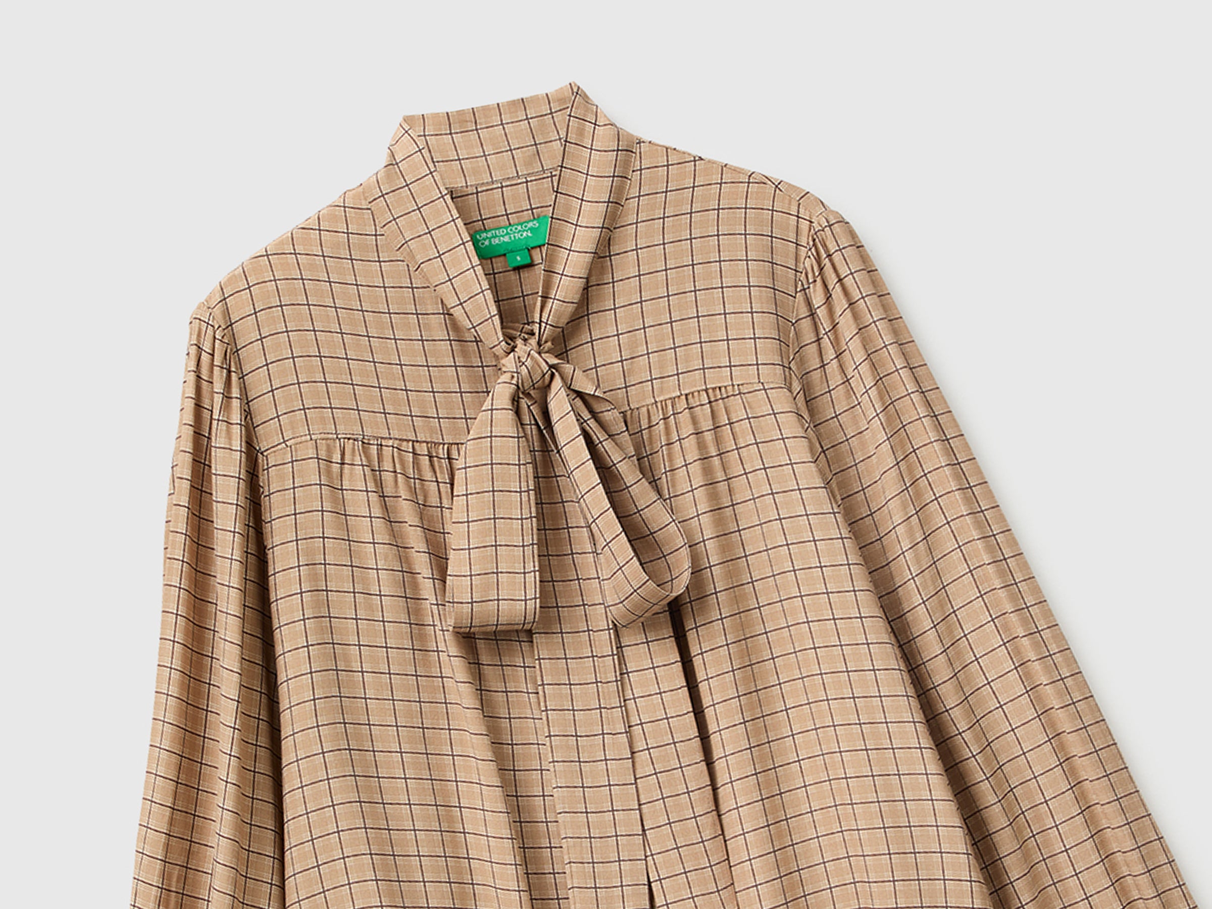 United Colors of Benetton Camicia vichy con fiocco blusa S